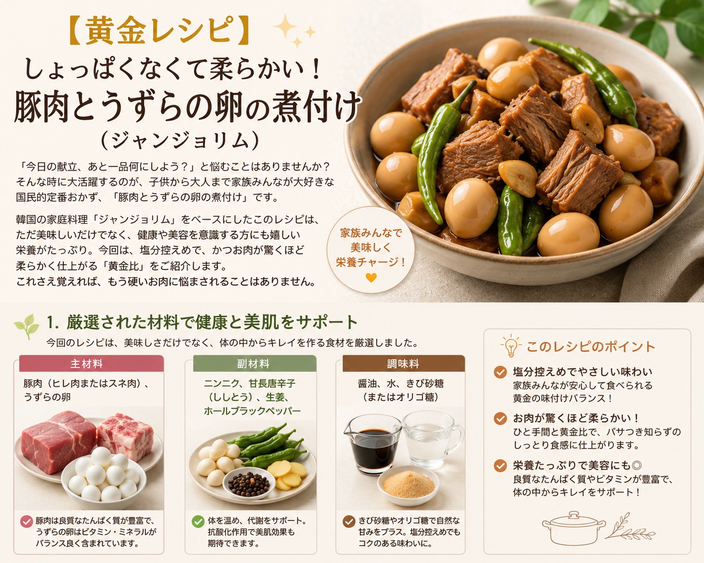 豚肉とうずらの卵の煮付け